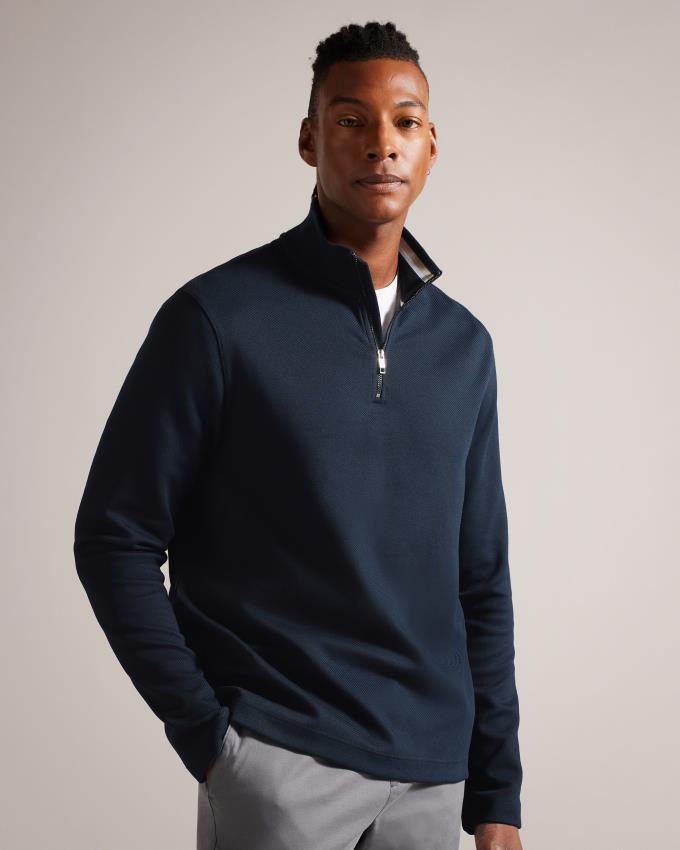 Pull Ted Baker Half Zip Funnel Neck Bleu Marine Homme | KKV-29040486